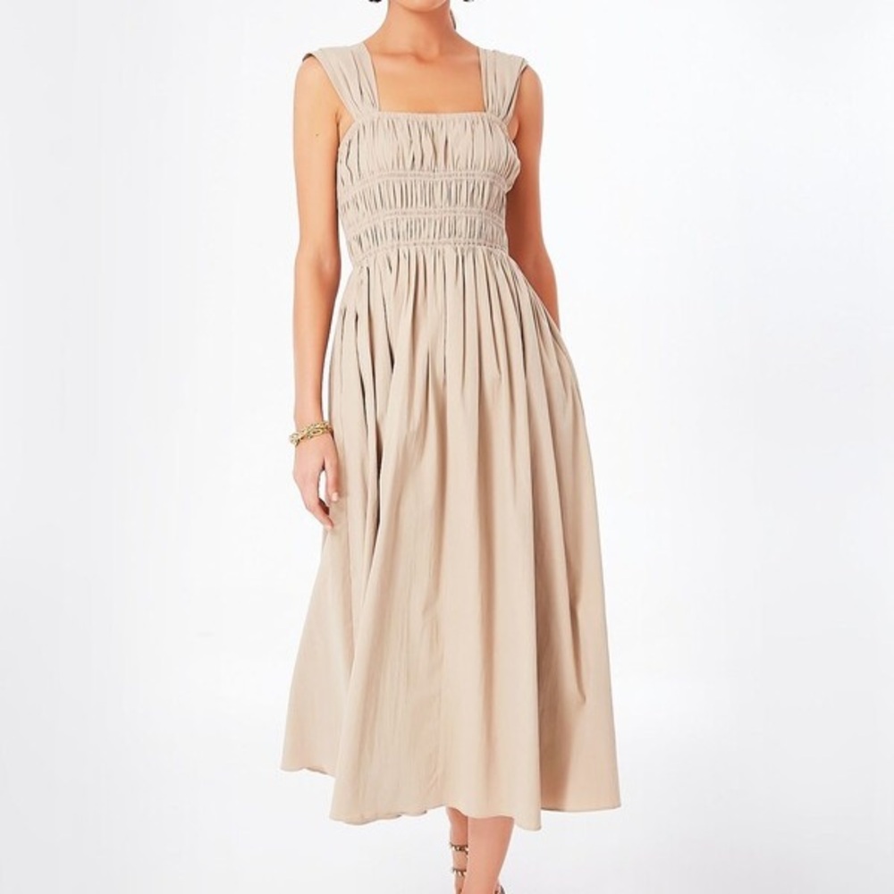 Tuckernuck Beige Smocked Midi Dress